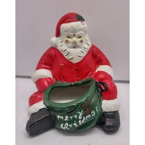 Vintage hand painted ceramic Santa Claus mini planter